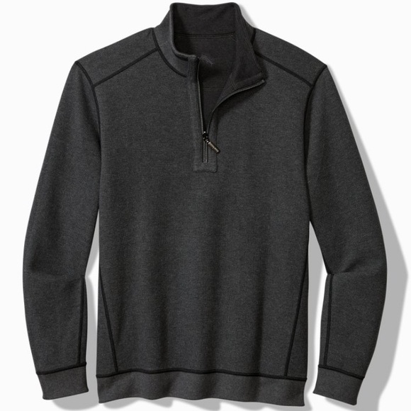 Tommy Bahama Expresso Bayview Half Zip Pullover L - Picture 2 of 9